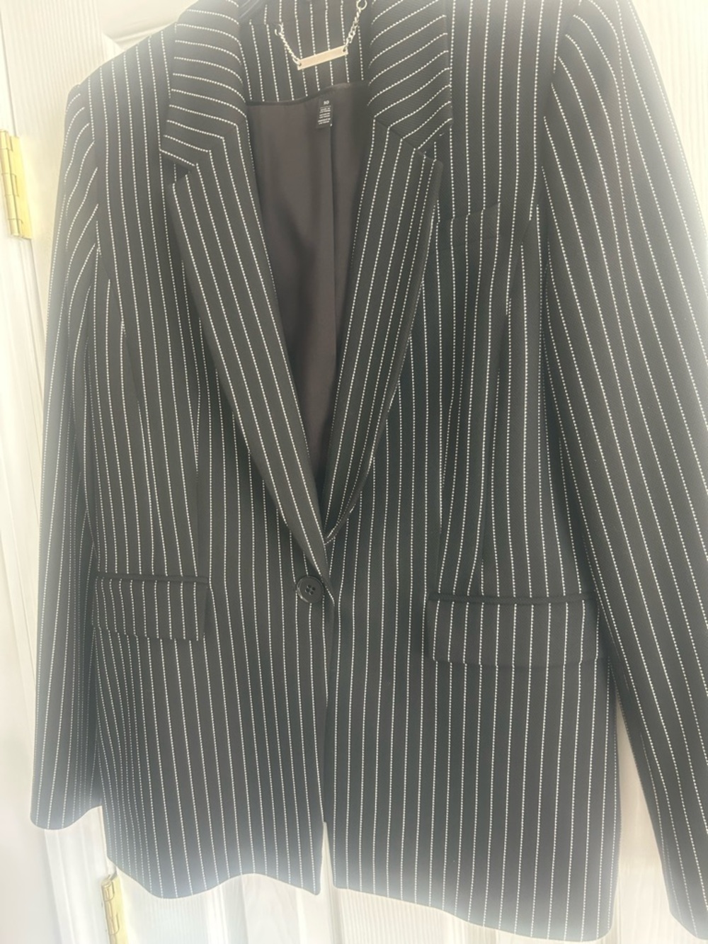 White House Black Market Black Pinstripe Single-Button Blazer